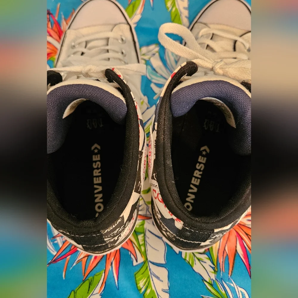 Converse Chuck Taylor White and Black Graphic High-Tops - Picture 5 of 10